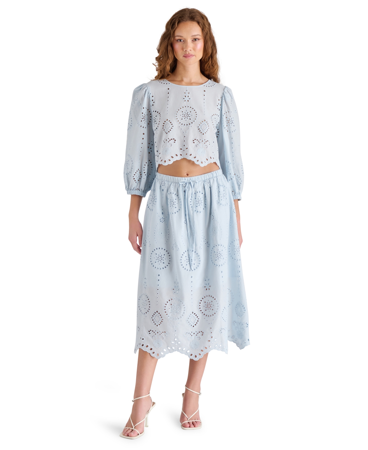 Women's Anaisa Tie-Waist Eyelet Midi Skirt - Antique