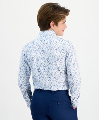 Big Boys Floral-Print Stretch Classic-Fit Dress Shirt