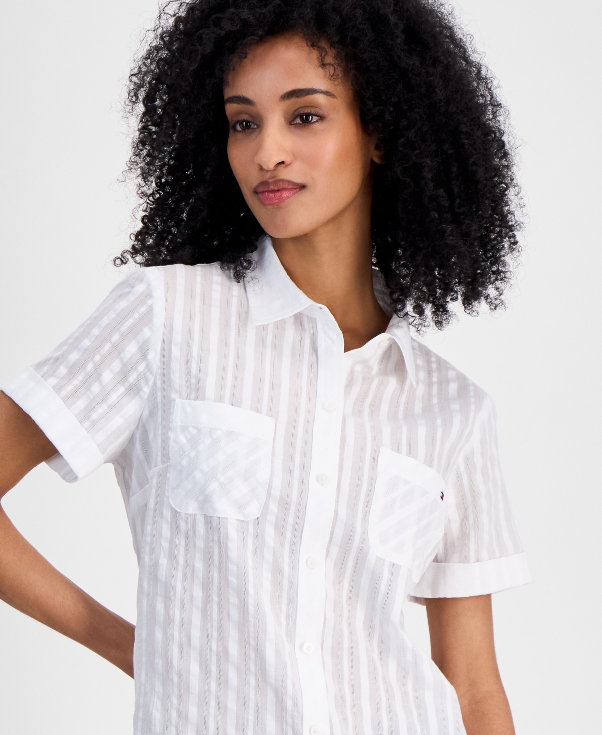 Tommy Hilfiger Women's Striped Cotton Camp Shirt