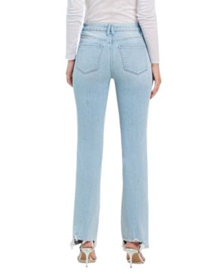 Women's High Rise Distressed Hem Bootcut Jeans