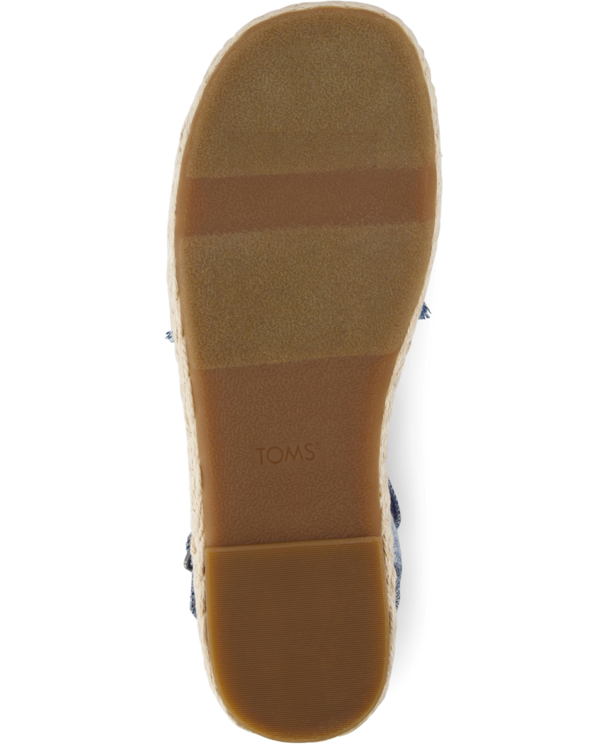 Shop Toms Women's Abby Open Toe Flat Sandals In Dark Sky Textured Denim,fray