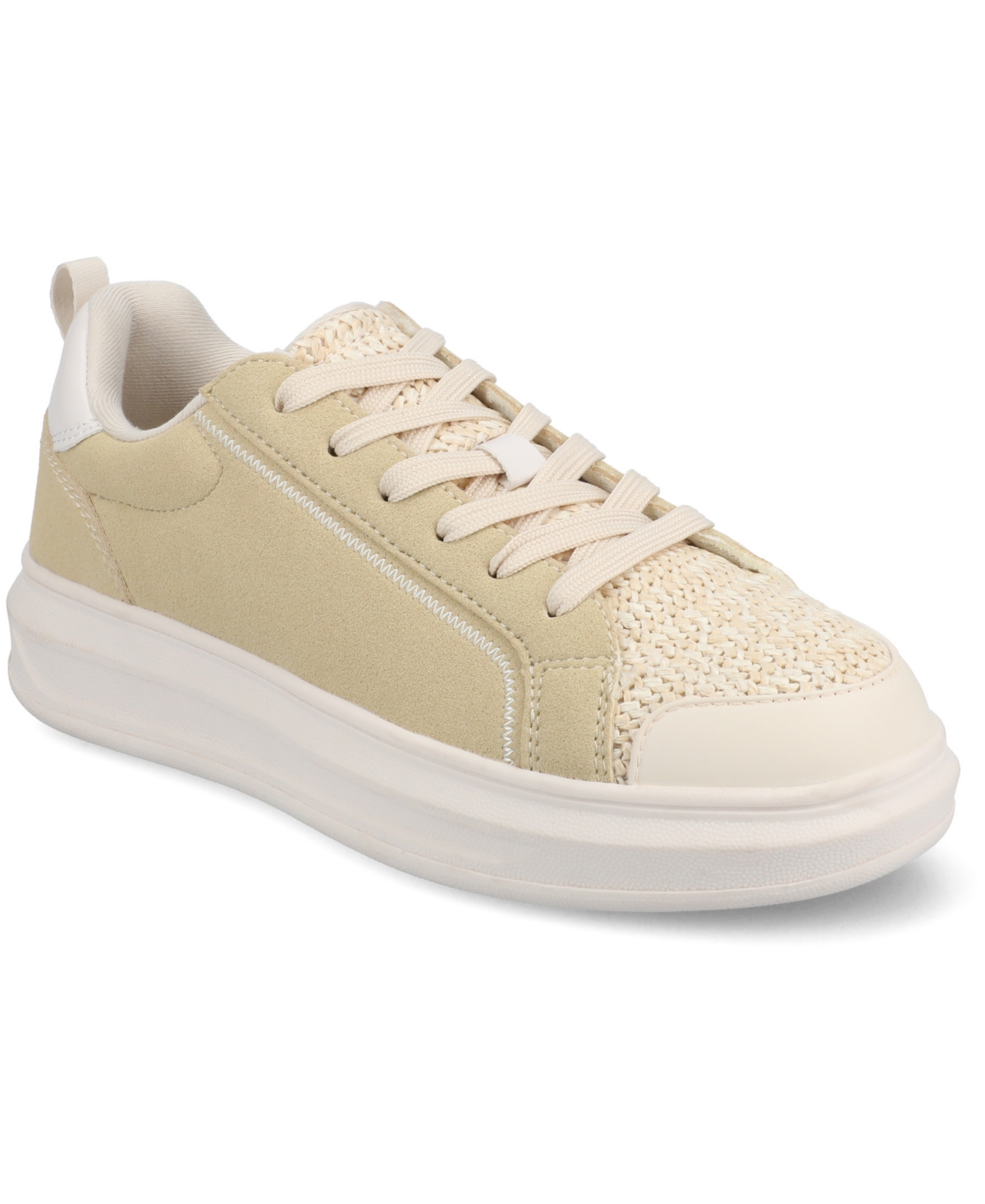 Shop Journee Collection Women's Meeya Platform Lace Up Sneakers In Natural