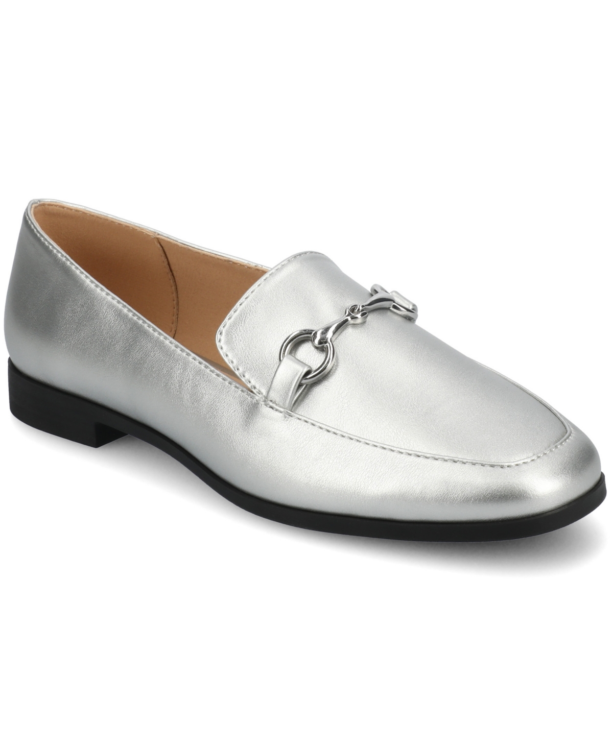 Journee Collection Women's Lacie Slide Op Tailored Loafers In Silver