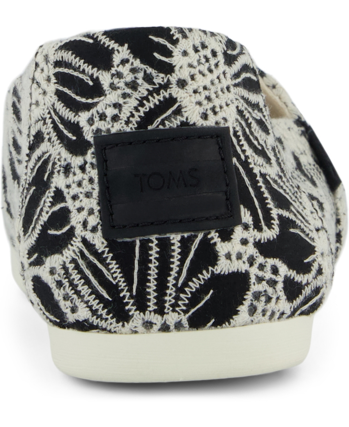 Shop Toms Women's Alpargata Classic Espadrille Almond Toe Flats In Black,natural Oversized Floral Eyelet