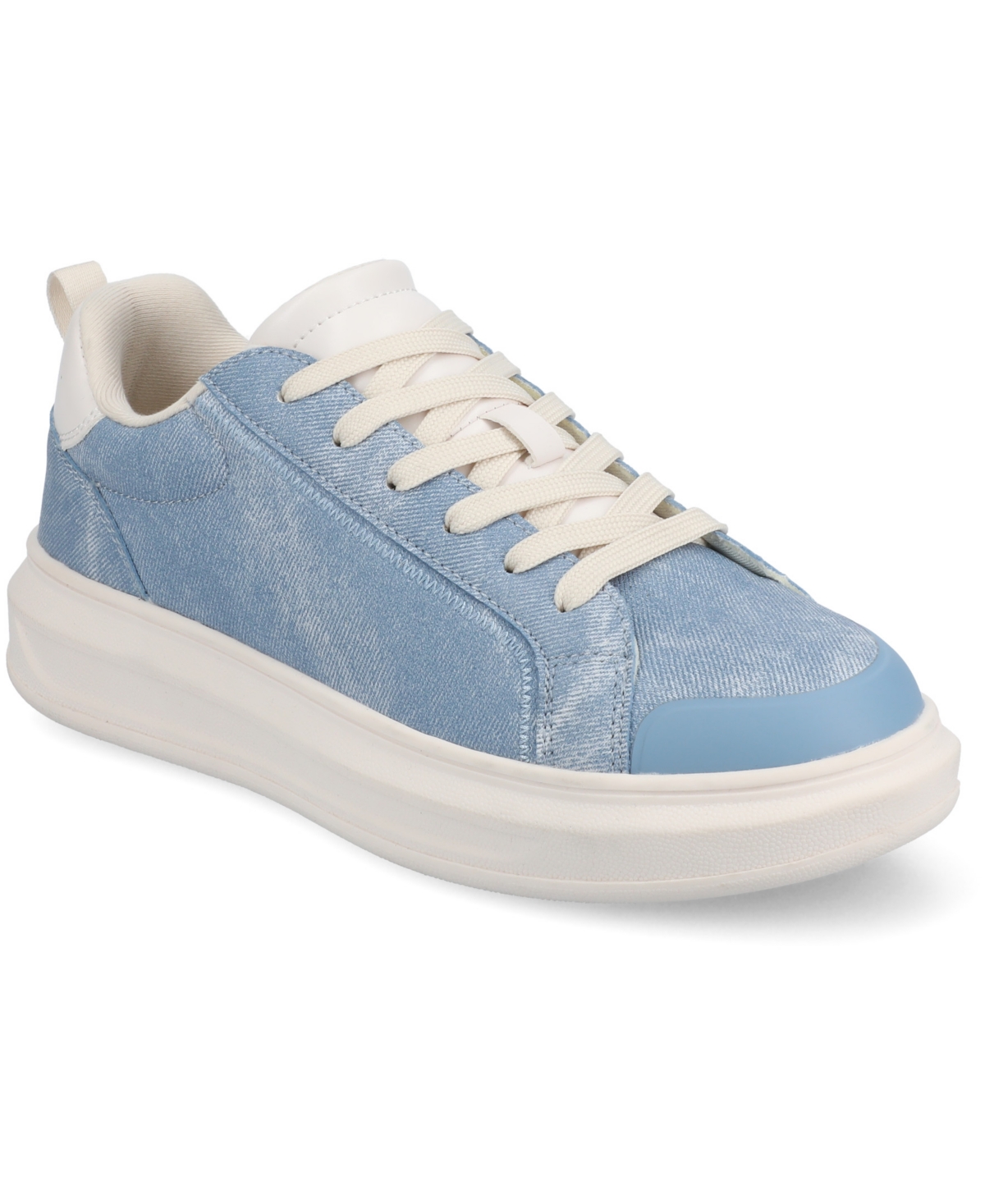 Journee Collection Women's Meeya Platform Lace Up Sneakers In Denim