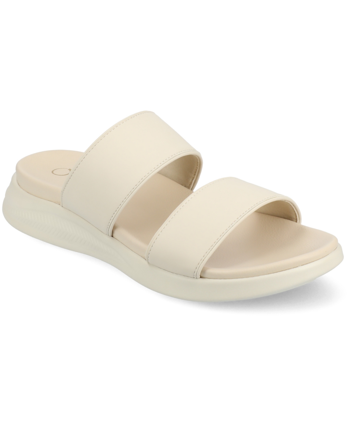 Journee Collection Women's Janis Double Band Comfort Wedge Sandals In Bone