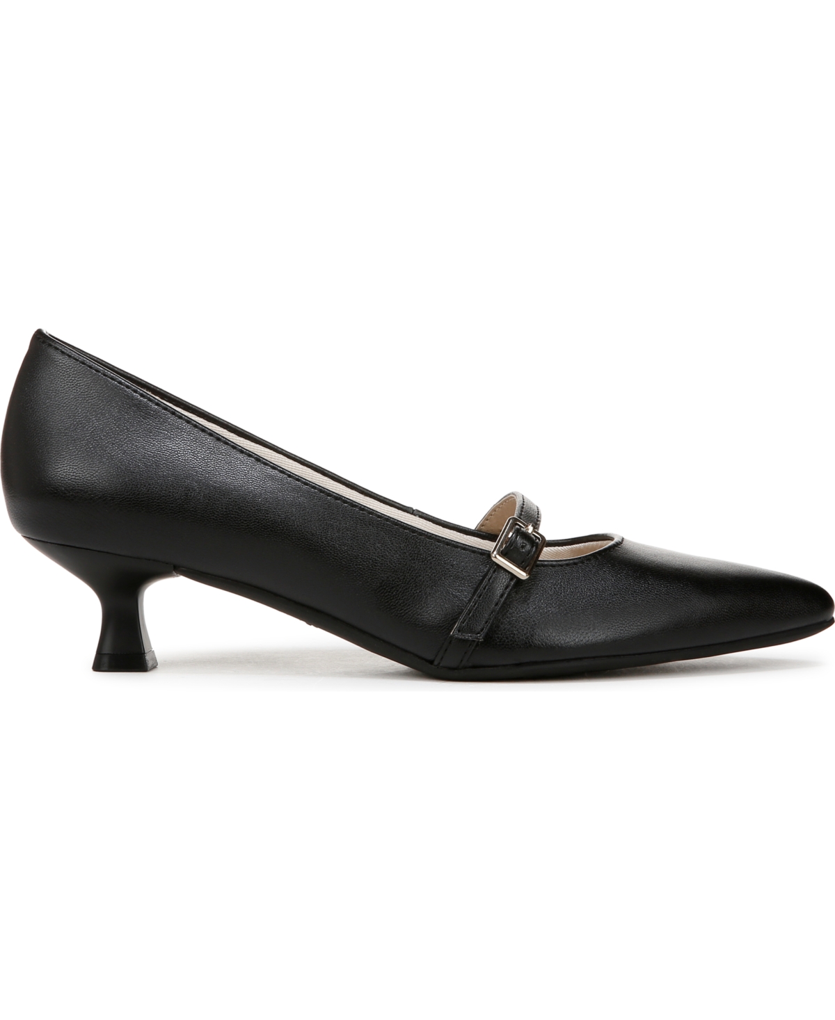 Shop Lifestride Women's Madelyn Mary Jane Pointed Toe Kitten Heel Pumps In Black Faux Leather