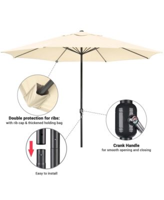 XL 13Ft Aluminum Patio Umbrella 8 Rib Heavy Duty Table Parasol Crank Outdoor Garden Deck Beach Furniture