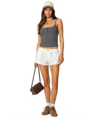 Womens Striped Henley Tank Top