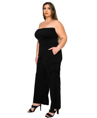 Women's Plus Size Yumi Sleeveless Cargo Jumpsuit