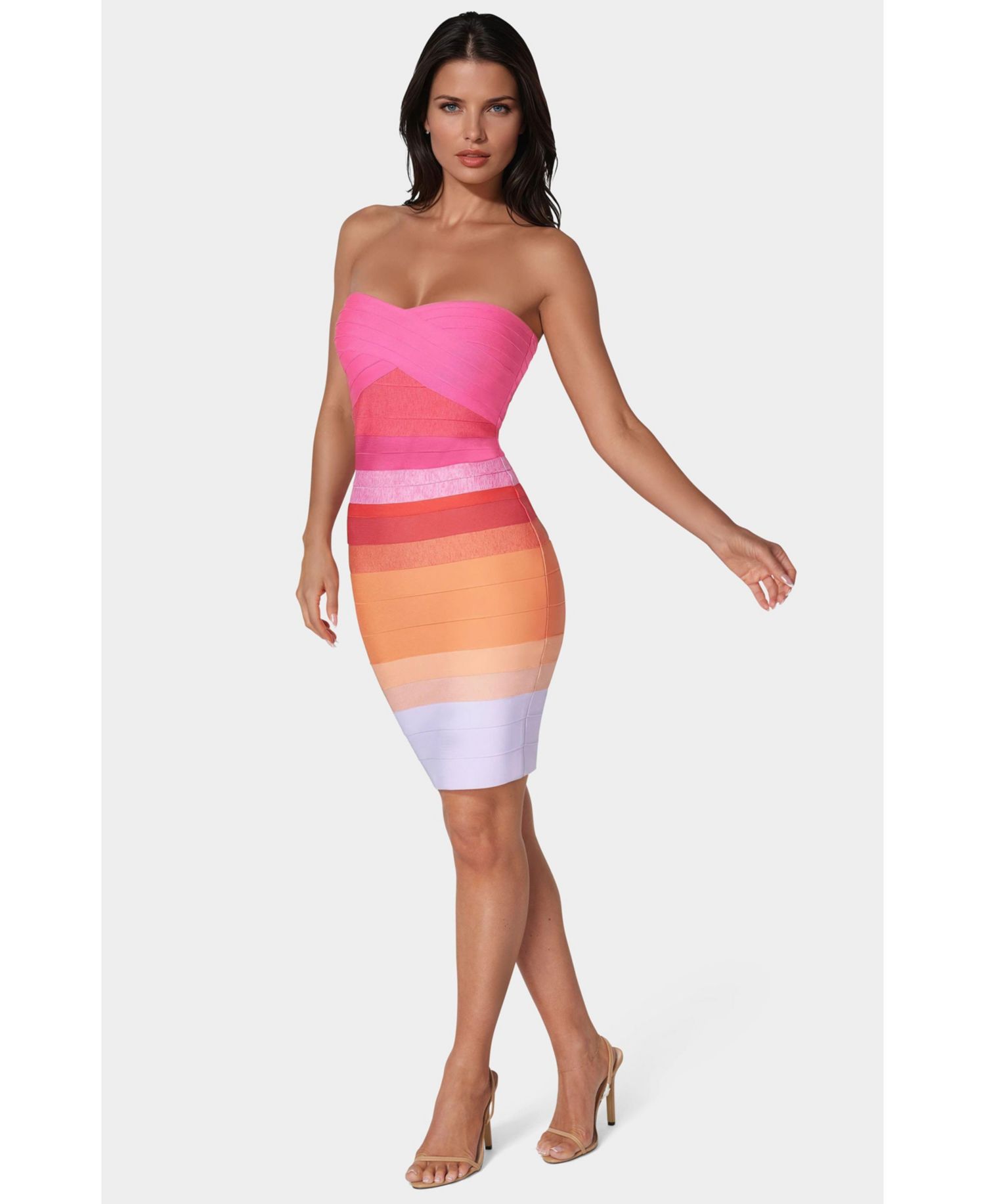 Women's Ombre Badage Strapless Dress