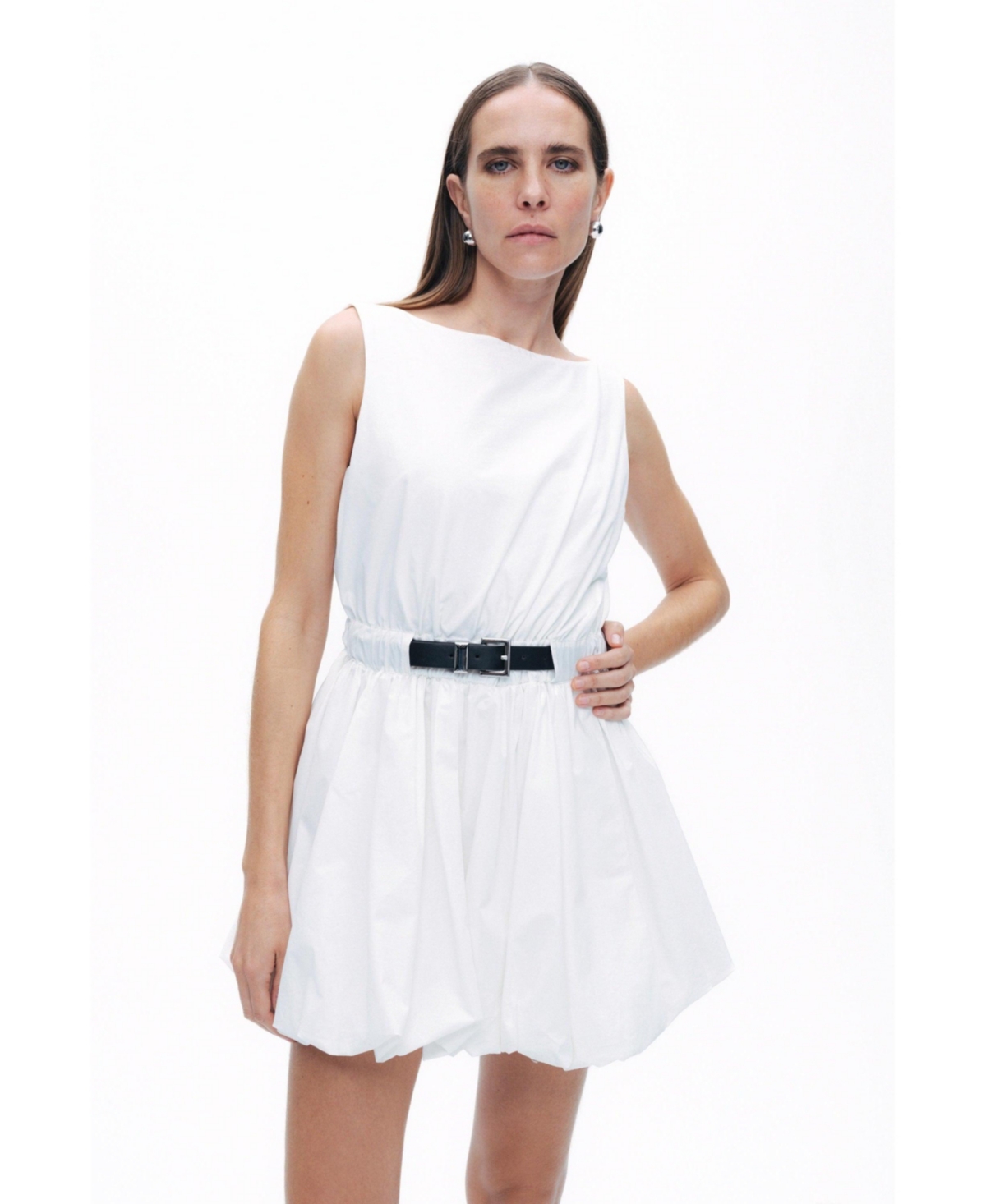 Women's Balloon Skirt Mini Dress - Open white