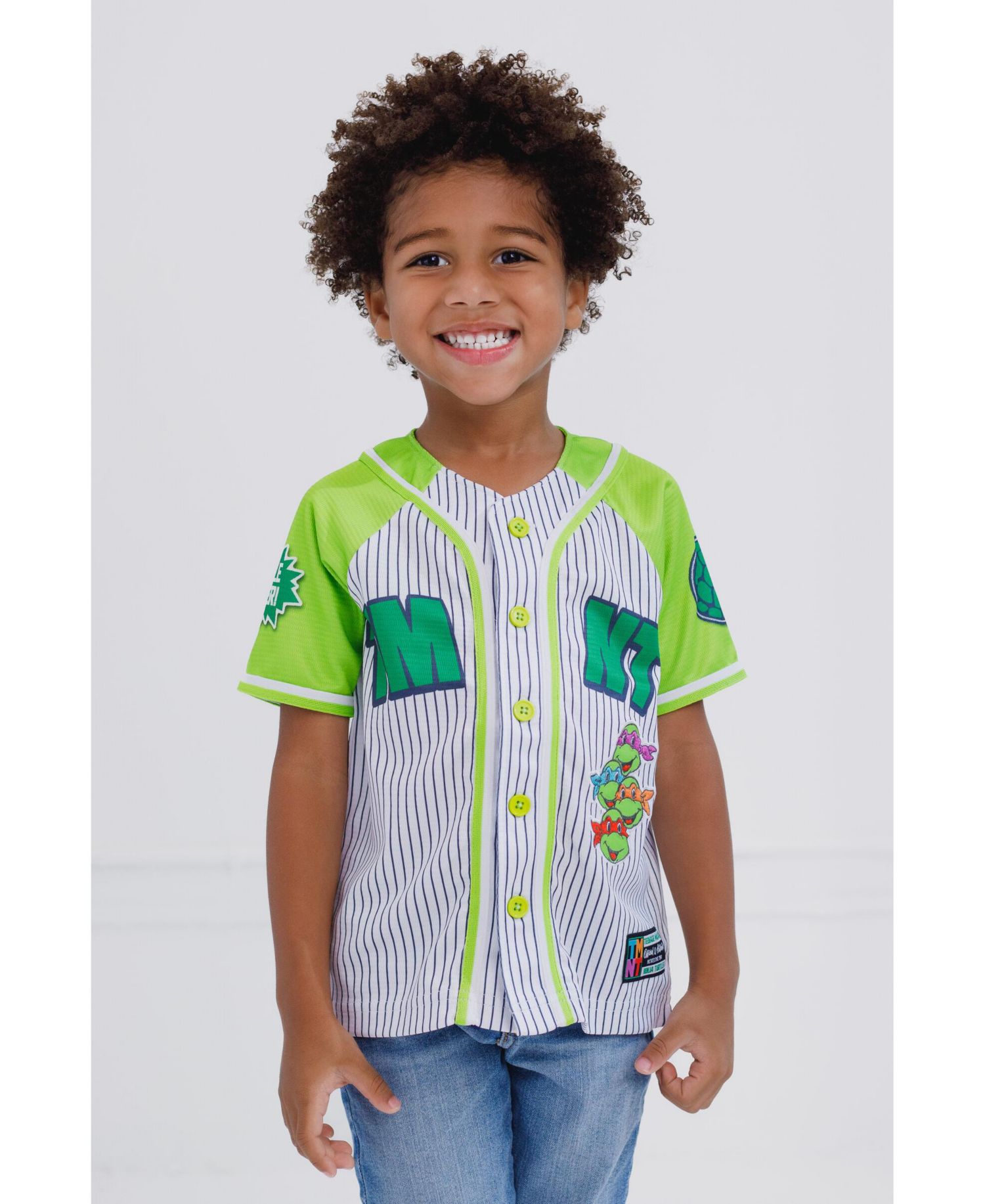 Little Boys Mesh Baseball Jersey Button Down Dress Shirt