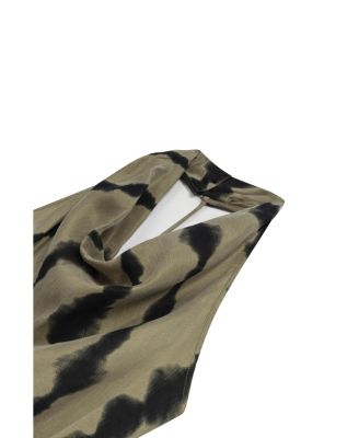 Women's Belt Detailed Printed Maxi Dress