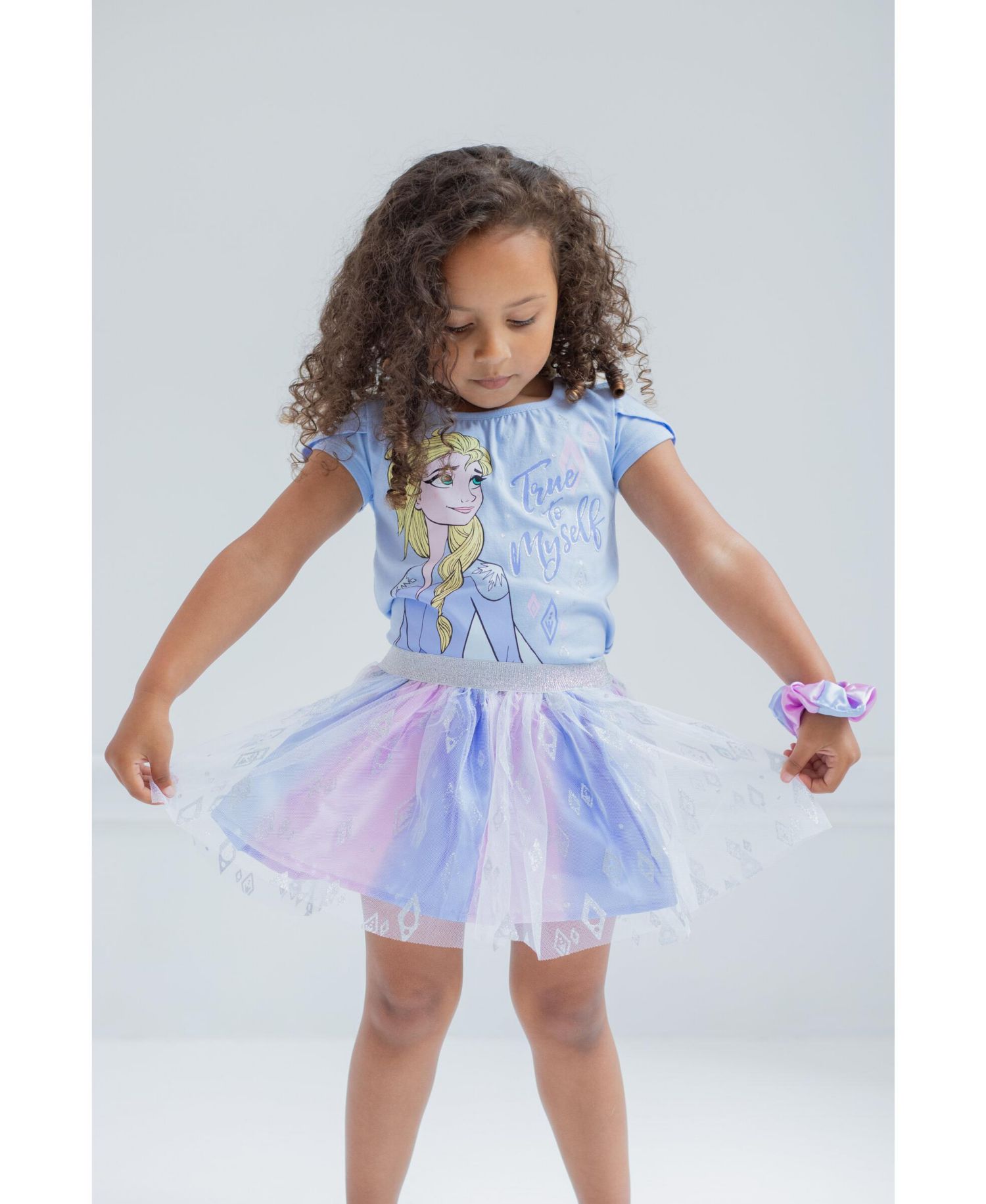 Little Girls Moana T-Shirt and Tutu Skirt Set with Scrunchie