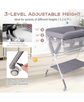 Portable Baby Changing Table with 3-Level Adjustable Height Convenient and Comfortable for Diapering on the Go