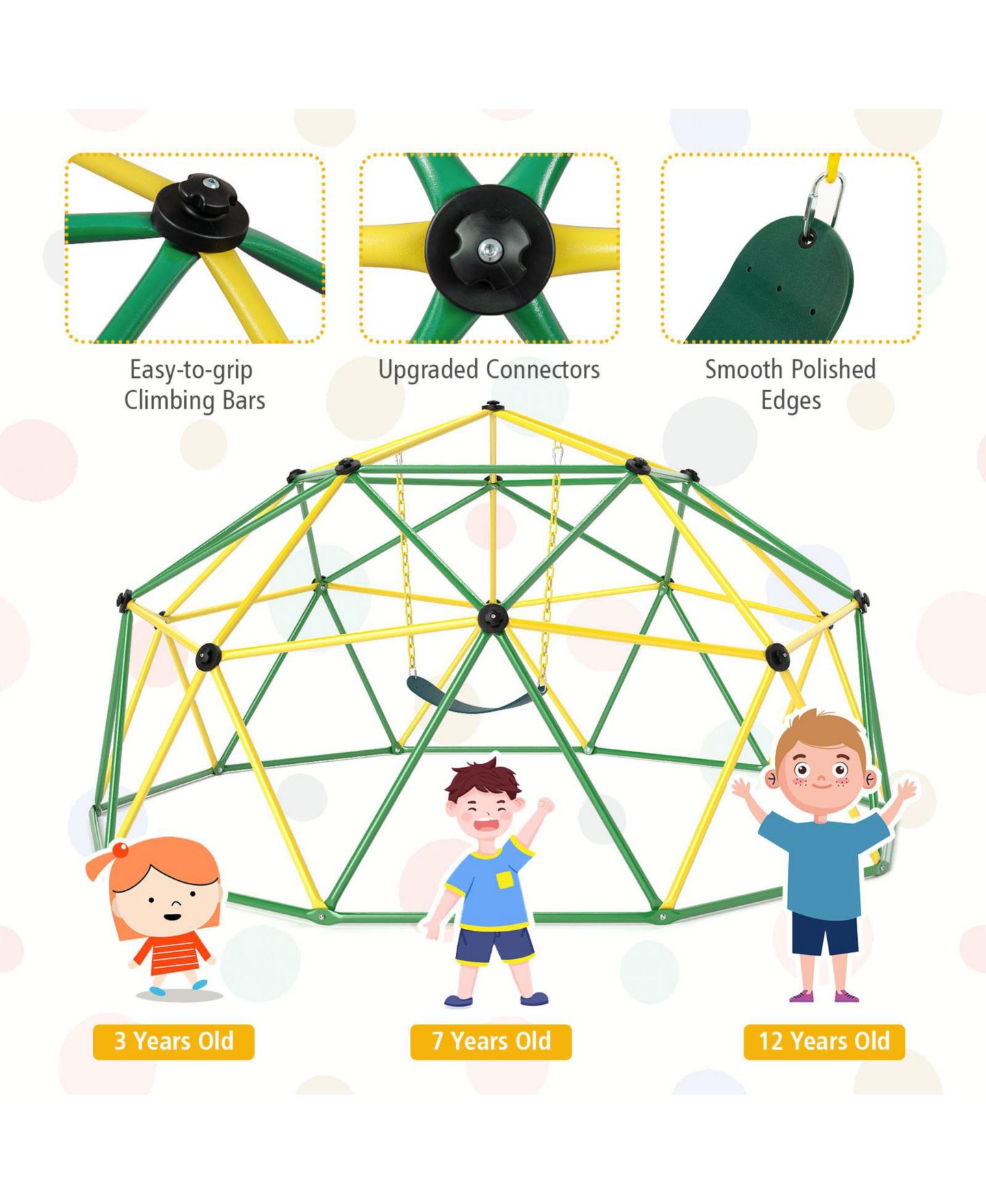 Детская игрушка Slickblue Dome Climber with Swing and 800 Lbs Load Capacity, цвет: Зелёный — фото 5