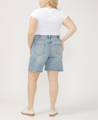 Plus Size High Rise Vintage Long Shorts