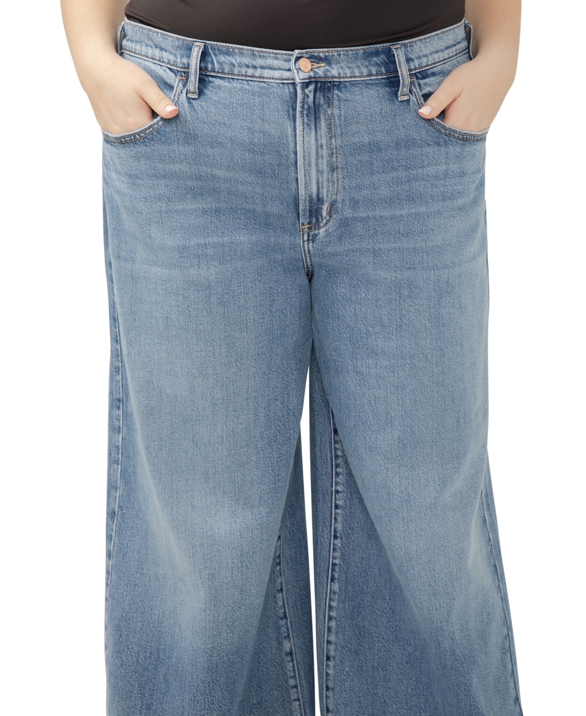 Shop Silver Jeans Co. Plus Size Highly Desirable High Rise Ultra Wide Leg Jeans In Indigo