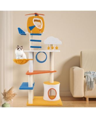 Aviation-Themed Cat Tree with Helicopter Fun & Stylish Playhouse for Cats