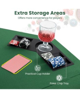 8-Player Foldable Poker Table Top with Carrying Bag and Cup Holders Compact and Portable for Home Games