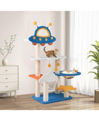 Cat Tree with UFO Top Perch, Space Capsule & Scratching Posts Fun & Cozy Playhouse for Cats