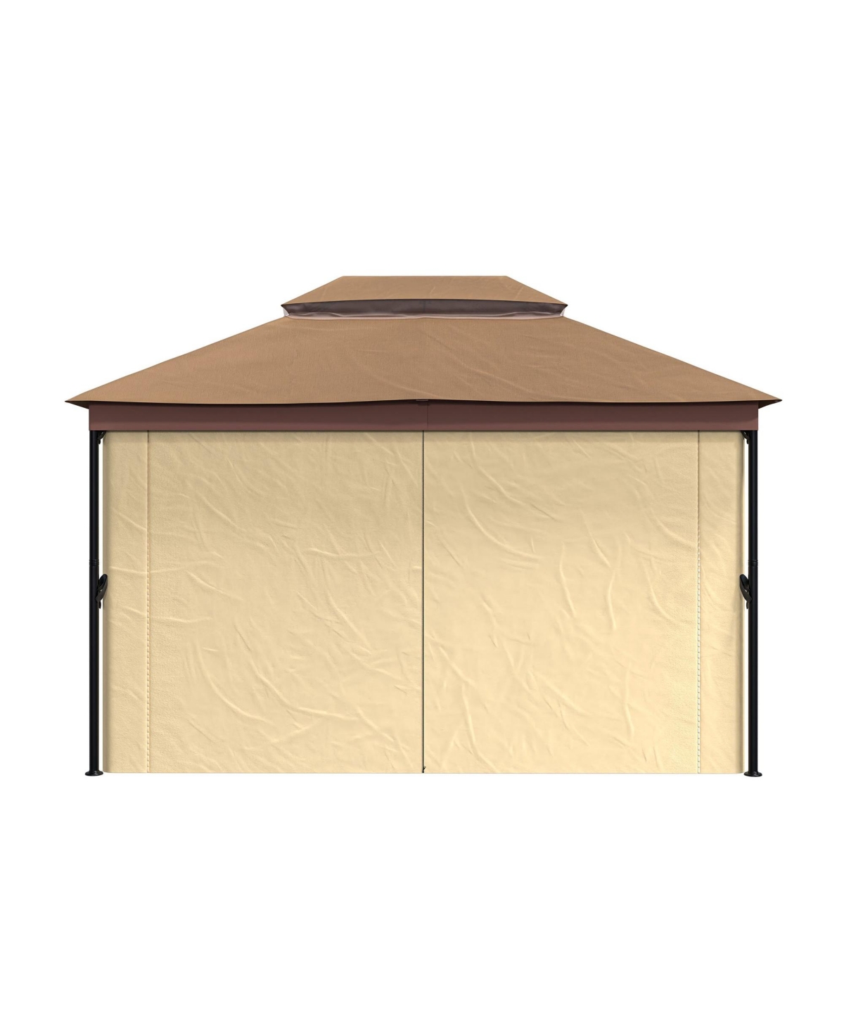 13 x 10 Feet Patio Gazebo Double Vented Gazebo With Sidewall - Brown