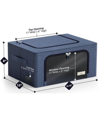 6 Pack Small Foldable Storage Box - Metal Frame, Oxford Fabric, Large Window & Handles - Organization for Bedroom, Linens & Clothes