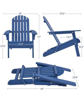 2-piece Solid Wood Folding Adirondack Chair, Blue
