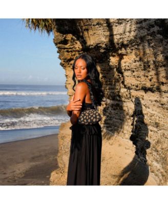 ARNOLDI Black Gold Hand-beaded Clutch Bag In Black & Gold