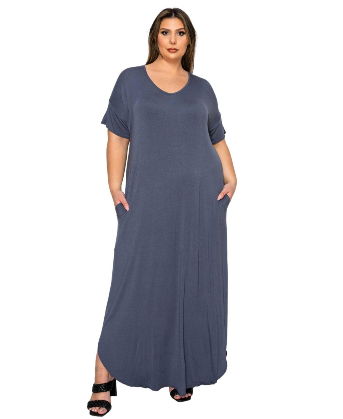 L I V D Women's Plus Size Scarlett Maxi Pocket Dress - Charcoal