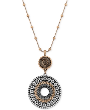 image of Lucky Brand Two-Toned Decorated Disc Pendant Necklace