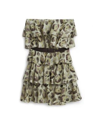 Women's Belt Detailed Ruffle Mini Dress