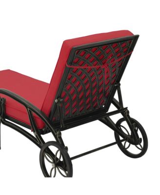 Outdoor Chaise Lounge with Cushions Patio Lounge Chairs with Wheels & Adjustable Backrest Aluminium Pool Sun Lounges Chairs for Outside, Beige