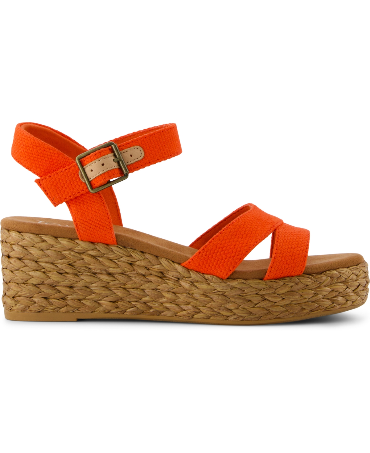 Shop Toms Women's Audrey Ankle Strap Wedge Sandals In Flame Beachside Woven