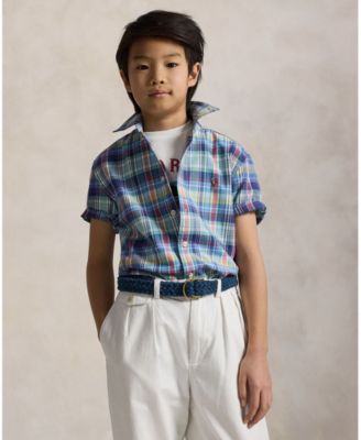 Big Boys Plaid Oxford Short-Sleeve Shirt