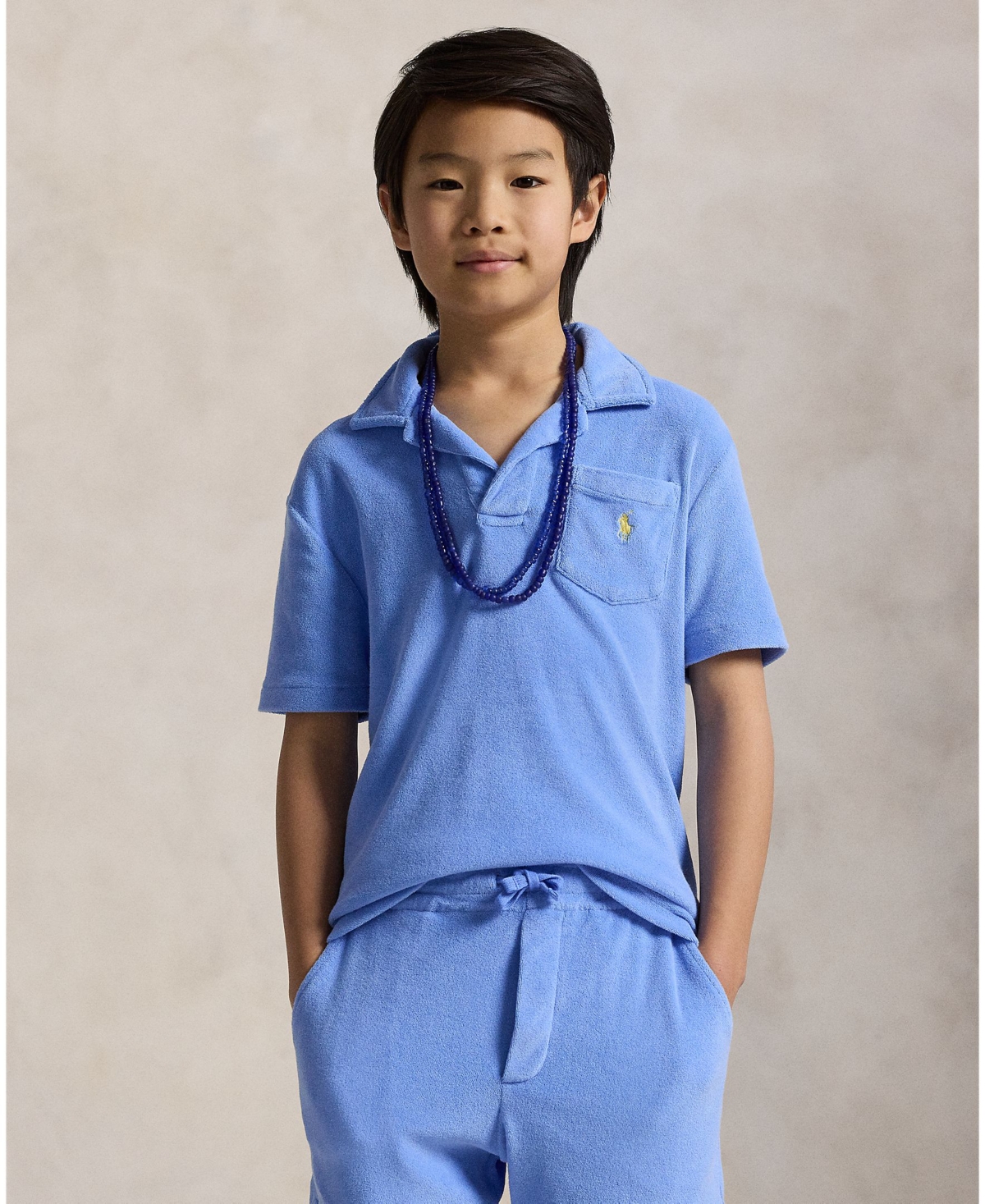 Polo Ralph Lauren Big Boys Terry Polo Shirt In Harbor Island Blue