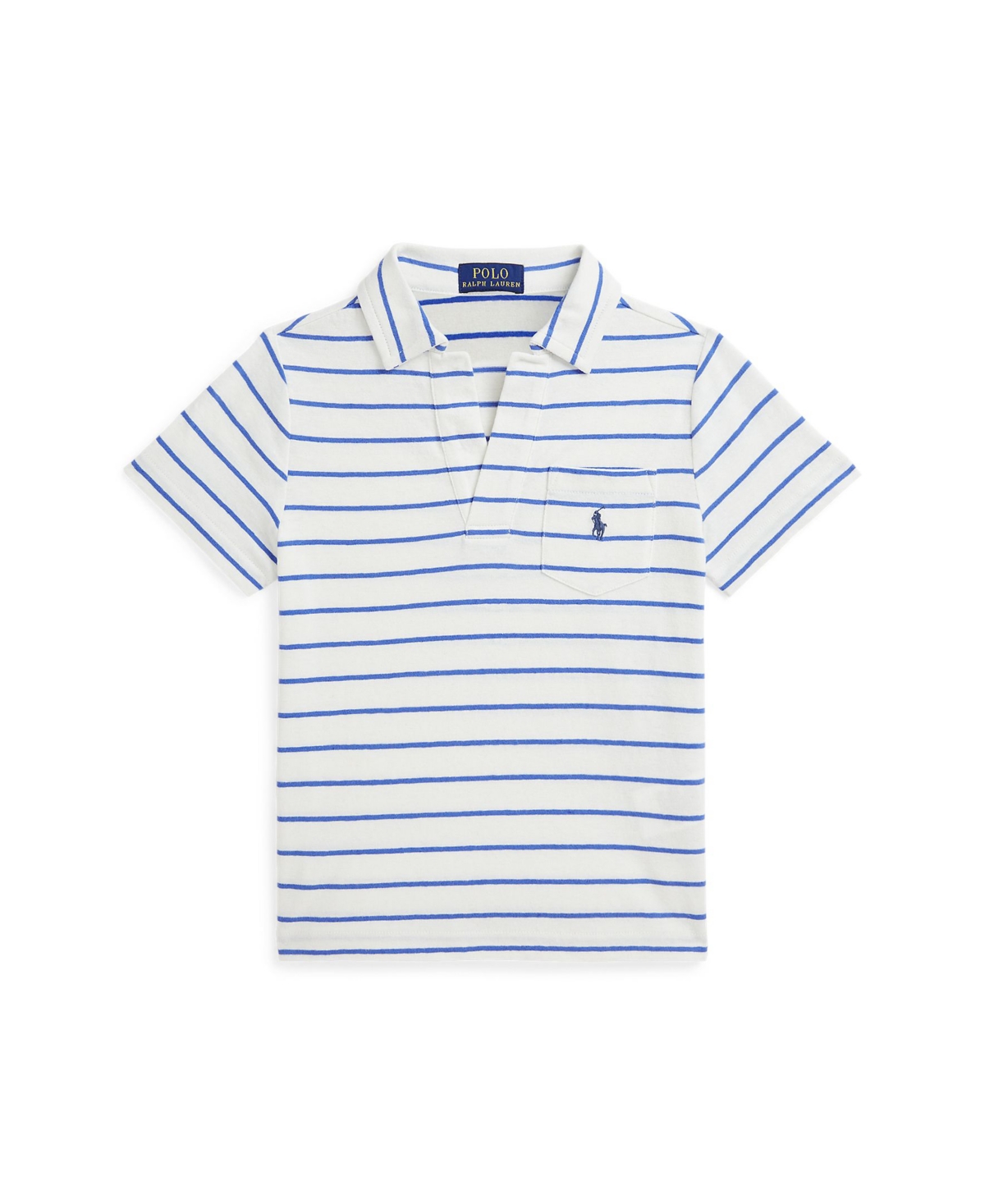 Polo Ralph Lauren Striped Cotton-linen Polo Shirt In Deckwash White,scottsdale Blue