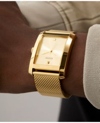 Men's Analog Gold-Tone Steel Mesh Watch, 34mm