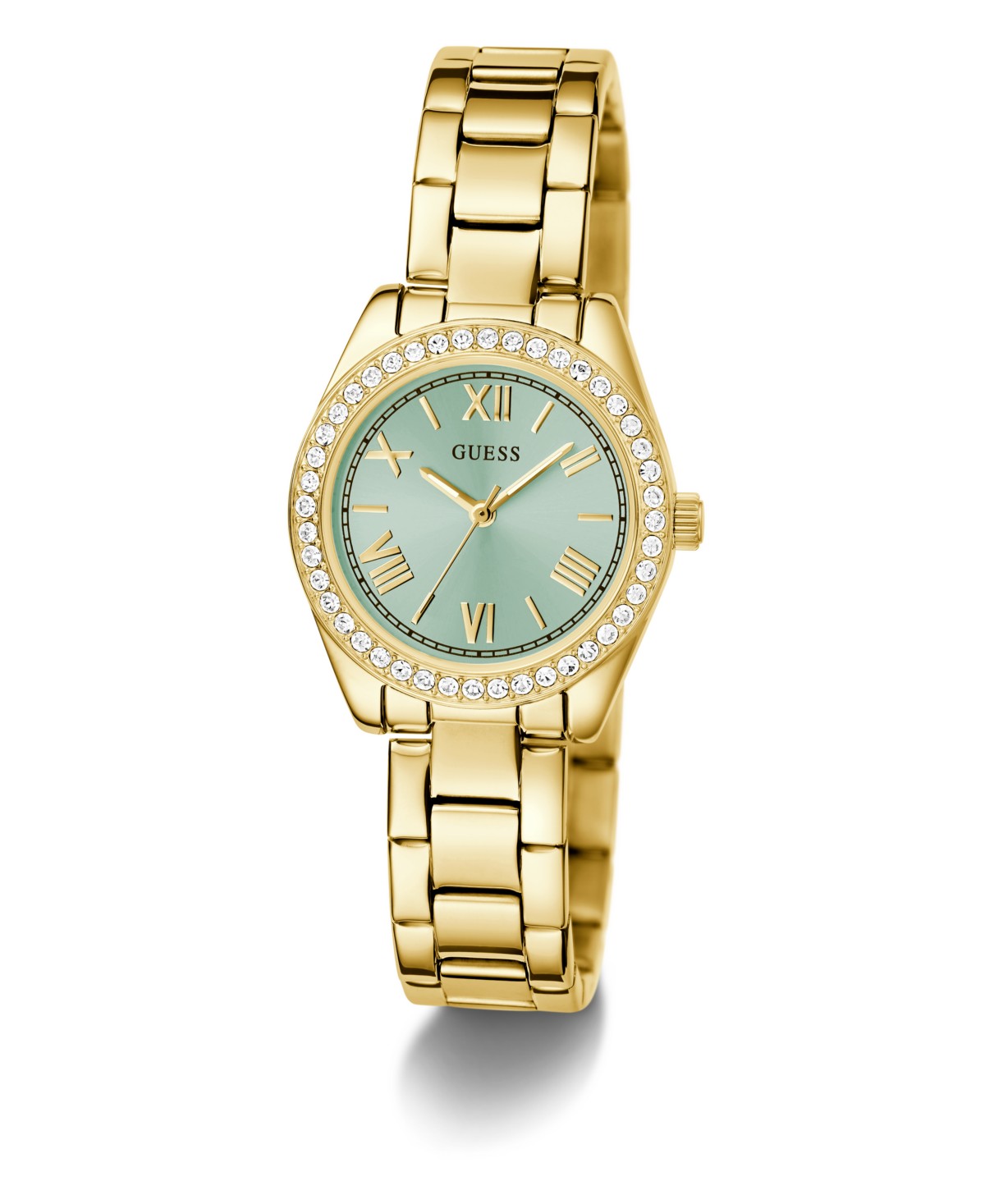 Женские аналоговые часы GUESS на стальном браслете золотого тона, 30 мм — фото 9