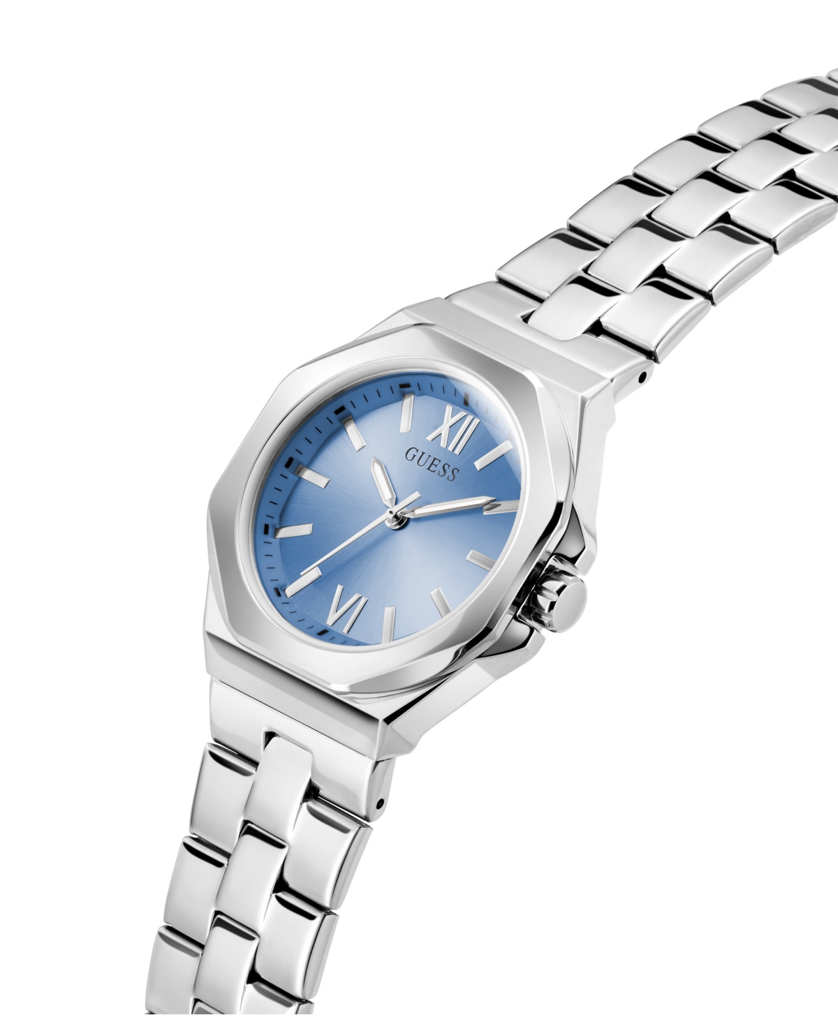 Guess Women's Analog Silver-tone Stainless Steel Watch, 34mm In Silver-tone