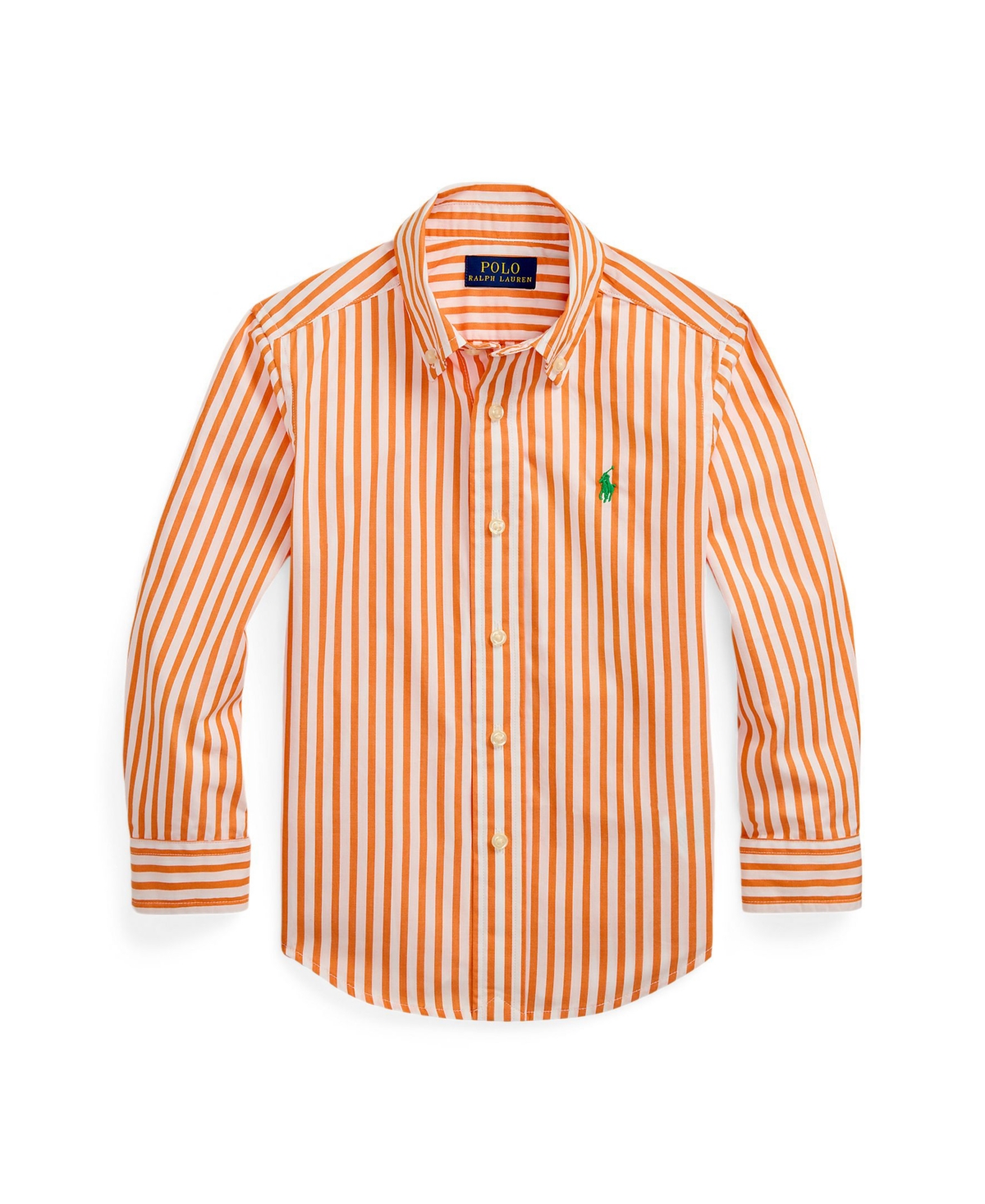 Polo Ralph Lauren Toddler And Little Boys Striped Poplin Shirt In Orange,white