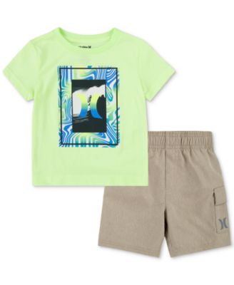 Hurley - Toddler Boys Vortex Check Graphic T-Shirt & Shorts, 2 Piece Set
