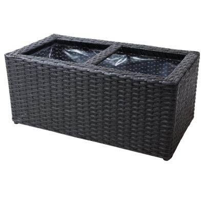 2-Section Rectangle Polyrattan Indoor Planters - 21.5" W x 11.5" D x 9.25" H - 2-Pack
