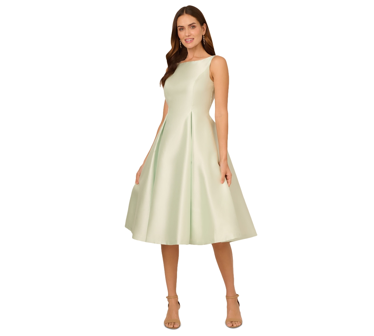 ADRIANNA PAPELL BOAT-NECK A-LINE DRESS 
