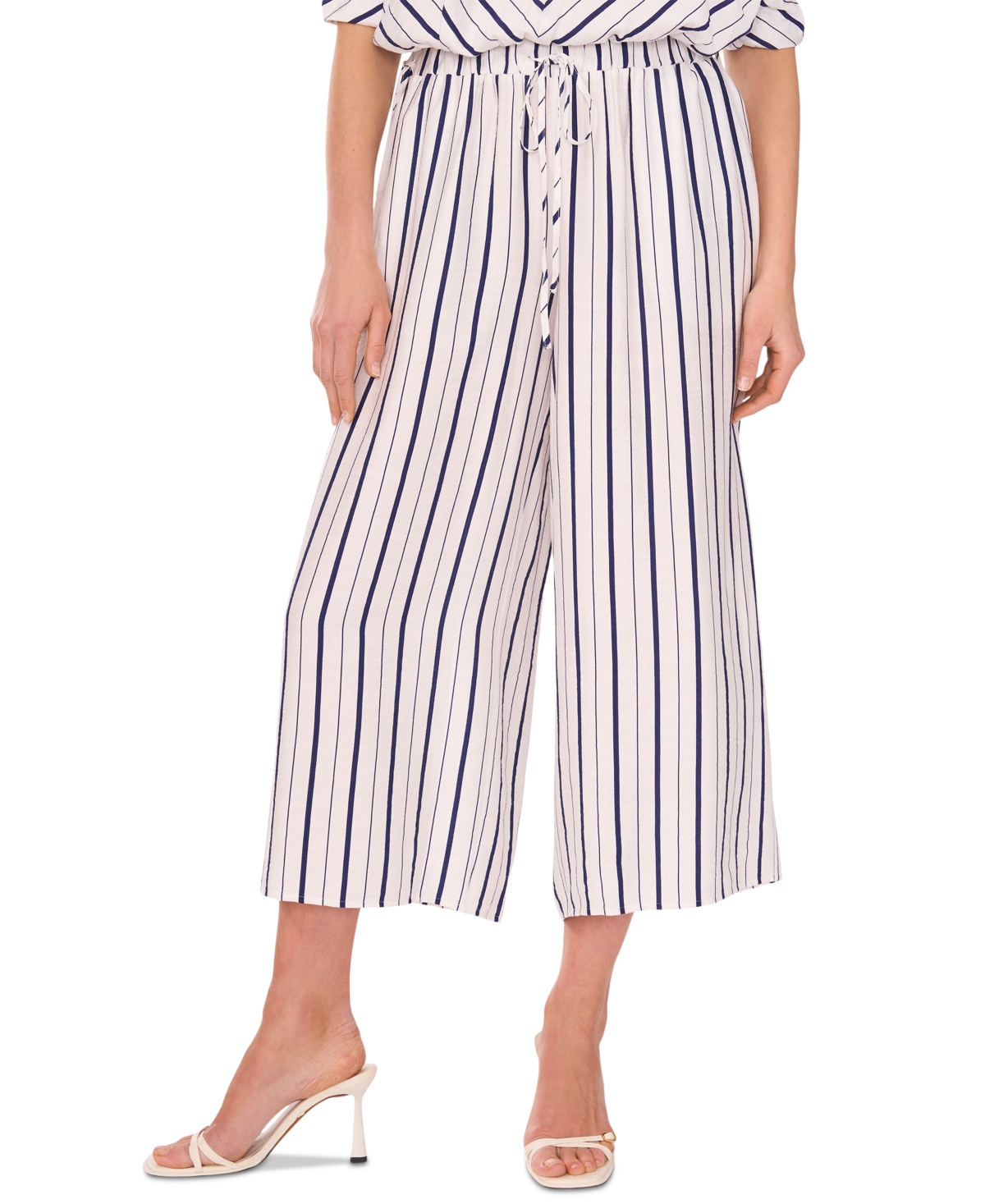 Women's Striped Cropped Tie-Waist Pants - Jbs Navy Stripe
