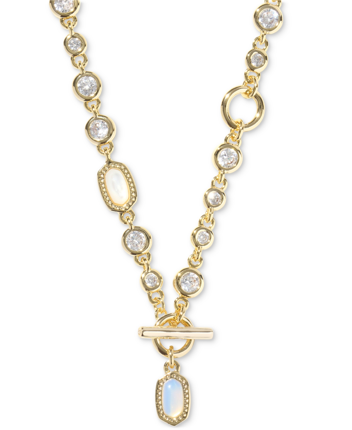 Kendra Scott 14k Gold-plated Mixed Stone 19-2/5" Convertible Necklace In Gold White