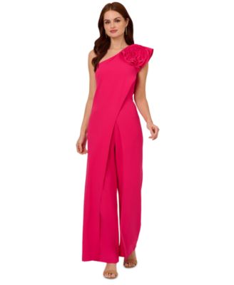 Adrianna Papell ホルターネック マーメイド ガウン Rosette Adrianna Papell Women's Rosette One-Shoulder Jumpsuit - Macy's