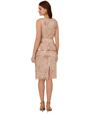 princess polly baby blue dress Adrianna Papell Women's Beaded Peplum Sheath Dress