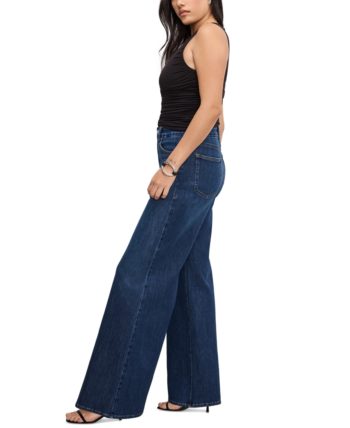 Shop Good American Women's Soft-tech Good Waist Palazzo Jeans In Indigo